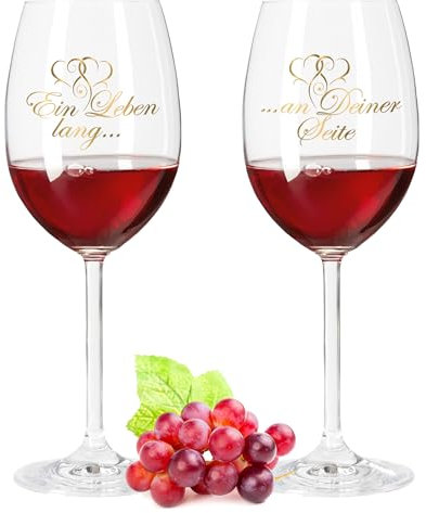 GRAVURZEILE Leonardo Weingläser mit UV-Druck - Ein Leben lang an Deiner Seite - Weinglas Set als Geschenk für Paare - Geschenke für Sie & Ihn zu Hochzeit & Verlobung - Farbe: Daily UV