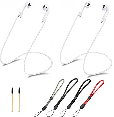 Zubehör Kit Set für AirPods| 2X Strap Magnetisch Halteband | 4X Anti Drop Lanyards Kompatibel mit AirPods Pro 2 | 2 stück Reinigungsbürste | Ideal für AirPods Zubehör