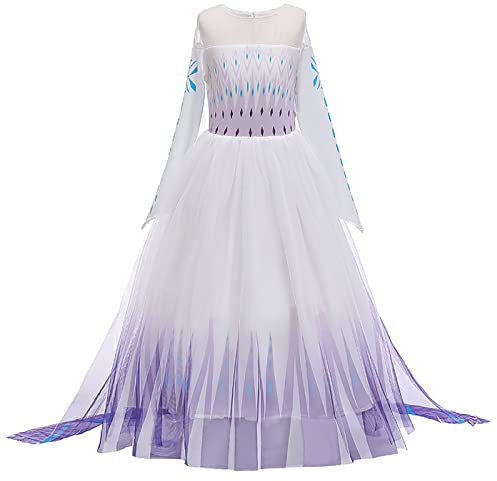 Kosplay Fille Robe de Princesse Elsa et Accessoires Reine des Neige 2 Déguisement Costume Anniversaire Fête Halloween Noël Partie Carnaval Cosplay Enfant Robe de Soirée