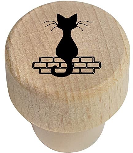 19mm 'Cat On A Wall' Wooden Bottle Stopper/Cork (BS00023828)