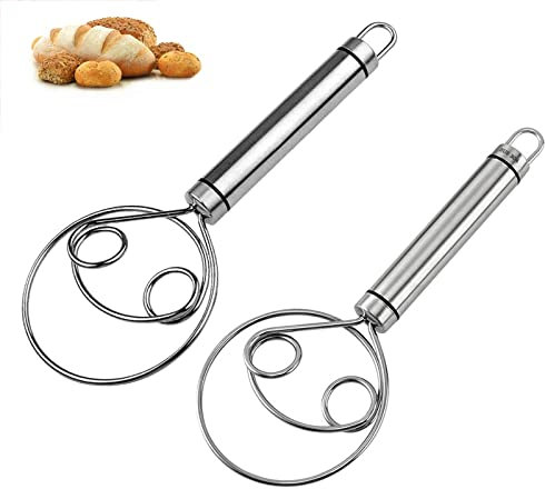 Fouet à Pâte Magique En Acier Inoxydable, Mélangeur à Main Pour Pâte à Pain, Fouets à Pâte Danoise Fouet Hollandais Pour Pâte, Fouet à Mélanger Hollandais, Mélangeur à Pâte à Pain à Main (2pcs)