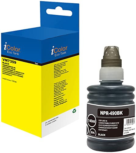 iColor Pixma G 3415,: Nachfüll-Tinte für Canon, ersetzt Canon GI-490BK, Black (schwarz) (Druckertinte, Tintenpatronen)