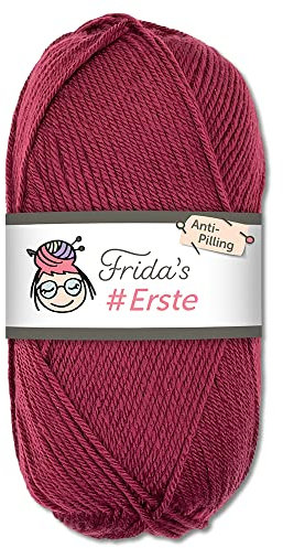 Frida's #Erste Wolle 100g Anti-Pilling (45 - Beere) fusselfreie Strick- & Häkelwolle