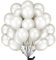 hpnparty Luftballons Weiß Metallic, 50 Stück 12 Zoll Weiß Luftballons, helium ballons Latex ballon für Geburtstagsdeko, Babyparty, Hochzeitsdeko, Taufe Deko, Partydeko