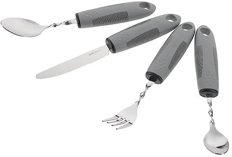 Healeved 1 Satz Ältere Menschen Essen Geschirr Essenshelfer Beschwerter Löffel Ausziehbare Gewichtetes Silberbesteck Rutschfestes, Adaptives Geschirr Baby Gummigriff Steak