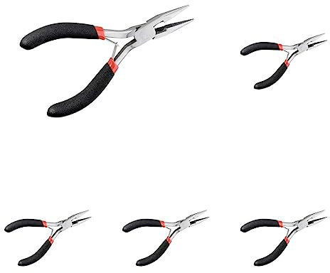 Fixpoint 77098 Pince à becs demi-rondes avec embouts striés, 125mm (Lot de 5)