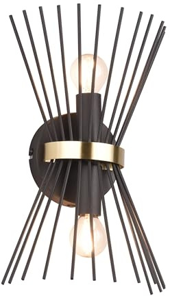 Reality Leuchten Wandleuchte Rod R21532080, Metall Schwarz matt/Goldfarbig, exkl. 2x E14