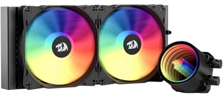 Redragon HL240 ARGB - Sistema de refrigeración líquida, enfriador de agua para CPU con radiador de alta eficiencia de 3300 rpm, silencioso, 20 dBA silencioso, efecto espejo Groovy Infinity, 2