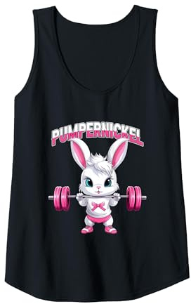 Pumpernickel Krafttraining Kaninchen Fitness Damen Tank Top, Damen, Schwarz, S