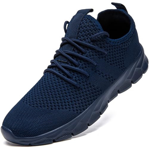 ZGPWZWL Herren Laufschuhe Leichte Sportschuhe Turnschuhe Atmungsaktiv Trainingsschuhe Bequeme Orthopädische Krankenschwester Schuhe Sneaker,Blau,EU42
