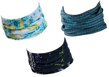 Hilltop 3 x Motorrad Multifunktionstuch, Schlauchtuch, Sport-Halstuch, Bandana / 3-er Set in aktuellen Designs, 3er Set:Turquoise Sky