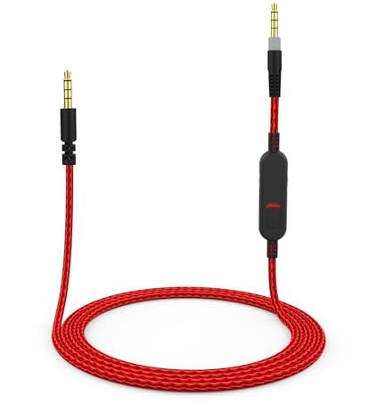 Toeasor Ersatz-Cloud-Alpha-Kabel, Audiokabel mit Stummschaltung und Lautstärkeregler, kompatibel mit HyperX Cloud Alpha und Cloud Mix Gaming-Headset, Rot