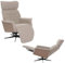 MCA Relaxsessel HWC-N56, Fernsehsessel Liegesessel Fußstütze drehbar Bouclé Stoff Holz - Stoff braun, Holz Walnuss-Optik