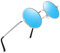 wearPro Sonnenbrille-Herren-Damen-Rund-Polarisiert Sonnenbrillen Runde Brille UV400 Schutz Retro Vintage Hippie Steampunk Sonnenbrille Unisex mit Metallrahmen Fahrerbrille(3-Blaue)