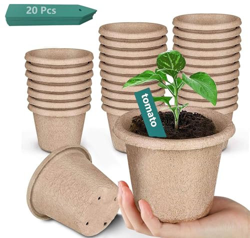 RUIOMII 30 macetas desmontables de 11 cm con 20 marcadores para plantas de plástico