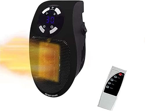 Ozzie Heater, Appareil de Chauffage enfichable, Appareil de Chauffage en céramique avec télécommande, Chauffage de 500 watts, Mini-chauffage pour prise murale,Mural Home Bedroom Office ,Noir*1pcs