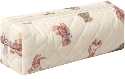 Pencil Case Office College School Storage Bag Pouch Holder Box Organizer Makeup Pouch Cosmetic Bag Aesthetic Cute Pen Case for Girls Boys Kids (Flower bear)