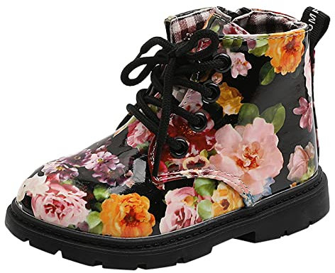 BOTCAM Stivali per bambini e stivali Waterpoor con cerniera laterale stivaletti stampa floreale stivali corti stivali da neve bambini impermeabile 36, b, 23 EU