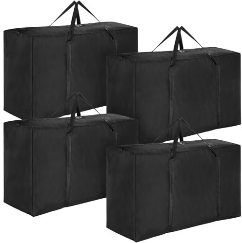 4 Pack 210L Extra Large Strong Storage Bags, Big 600D Oxford Material Storage Box Bag Moving House with Zips for Clothes, Duvets, Laundry, Bedding (210L)