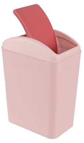 Vareone Poubelle de cuisine fine de 15 l avec couvercle basculant, rose