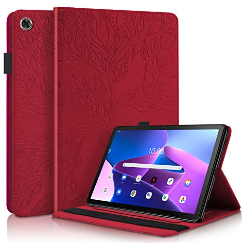 Succtopy Case for Lenovo Tab 10.1 Inch Tablet 2025 (TB-311FU/TB-311XU) PU Leather Folio Flip Tablet Case with Stand Function and Pencil Holder Cover for Lenovo Tab TB311FU 2025 10.1 Inch Red