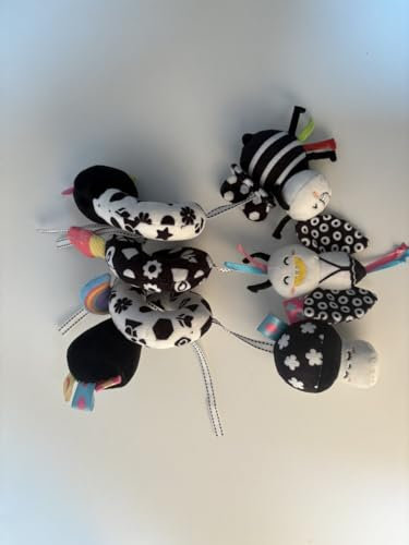 Zendstanding Spirale Autositz-Spielzeug für Babys, 0-6 Monate Kinderwagen Aktivität Hängespielzeug Hoher Kontrast Schwarz und Weiß Sensorisches Spielzeug Neugeborenes Weiches Plüsch Reisespielzeug