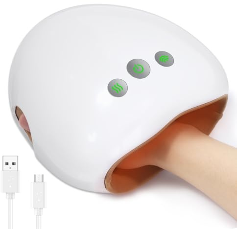 LOFICOPER Handmassagegerät Elektrisch mit Wärme und Kompression, Tragbar Wiederaufladbare Kabelloses Hand Massagegerät mit 3 Einstellbaren Stärke, 3 Massagemodi, für Frauen Männer
