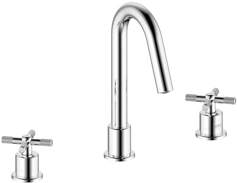 Bristan Cruzar Mitigeur lavabo 3 trous avec fonction économie d'eau, robinet de salle de bain monté sur le pont Finition chromée