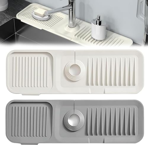 CHAOTEMAI 2 Piezas Absorbent Faucet Mat 37x10 CM Protector Fregadero Cocina