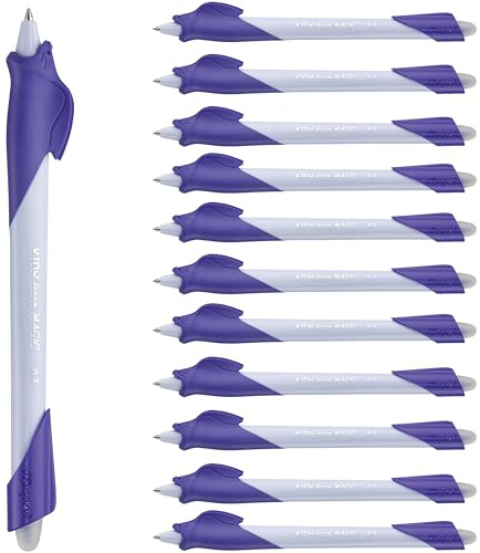 Maped Kidy Learn radierbarer Kugelschreiber, 12 Stück, mit integriertem Radiergummi, nachfüllbar und ergonomisch, zum Erlernen des Schreibens, Grundschulbedarf