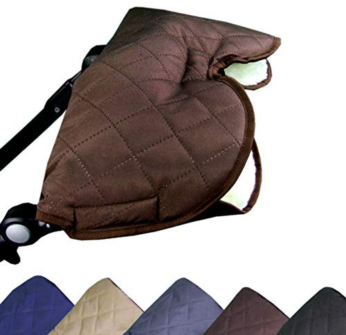 BAMBINIWELT universaler Muff Handwärmer Handschuhe für Kinderwagen Buggy Jogger mit Wolle RAUTE (braun) XX