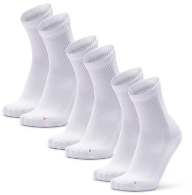 DANISH ENDURANCE Chaussettes de Sport Mi-Hautes, Respirantes & Anti-Ampoules, 3 ou 5 Paires, Blanc, 43-47