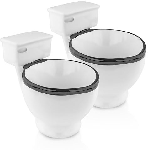 Fairly Odd Novelties FON-10036-2PK White Fi Toilet Bowl Hilarious Funny Elephant Gag Gift Bathroom Humor at its Finest Real Ceramic Big Mug Fun, 2 Pack