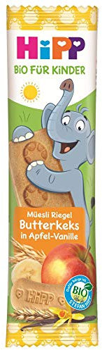 HiPP Bio Elefant Müesli Riegel Butterkeks in Apfel-Vanille (24 x 20g), ab 1 Jahr, Süße nur aus Früchten, in bester Bio-Qualität