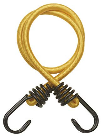 THIRARD - Tende Elastici in Gomma con Ganci - Set di 2 - Lattice - Per Ripostiglio, Campeggio, Bicicletta, Rimorchio - Ganci in Acciaio Doppio - 8 mm x 60 cm - Giallo