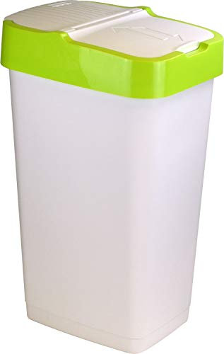 Sterling Ventures Heidrun 60L White Plastic Indoor Dust Bin with Double Swing Lid Top Colour Coded (Lime)