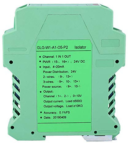 Akozon Émetteur d'isolateur de Signal de Courant PLC 4-20mA Détecter Le conditionneur de Signal DC 24V(1 in 1 Out, 4-20mA to 0-10V)