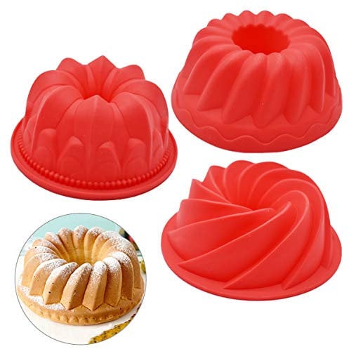 Qixuer Silikon Gugelhupfform, Gugelhupf Backform 3 Stück Silikon Backformen Klein Kuchenbackform Tortenformen Spiral Napfkuchen Kuchen Backform Antihaft Wiederverwendbare Kuchenform Set Für Diy Backen
