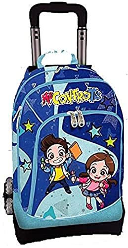 Zaino Trolley Me Contro Te Glamour Blau, abnehmbar, 3 Rollen mit Lichtern 46 x 30 x 20 cm + 1 Textmarker mit Stempel gratis