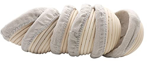 6 Stück 100 % natürliches Rattan, runder Gärkorb zum Backen, 12,7 cm