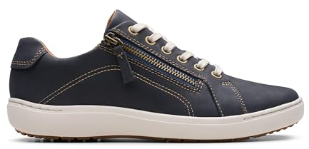 CLARKS Women's Nalle Lace Trainers, Navy Nubuck, 6.5 UK