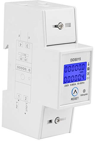 Jadeshay Electric Meter,Digital LCD Single Phase Energy Meter 5-80A 230V 50Hz Digital LCD Single Phase Energy Meter Watt Meter DIN Rail Mounting