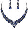 Ever Faith Wedding Bridal Crystal Teardrop Cluster Statement Necklace Dangle Earrings Jewellery Set for Women Navy Blue