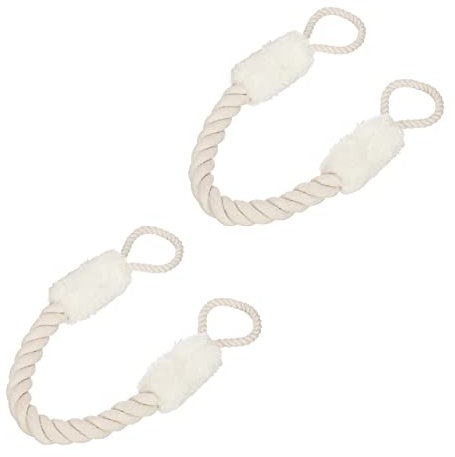 Relaxdays Türkordel 2er Set, Türstopper Klinke, 60 cm lang, Klemmschutz für Kinder & Tiere, Tür Seil maritim, beige/weiß