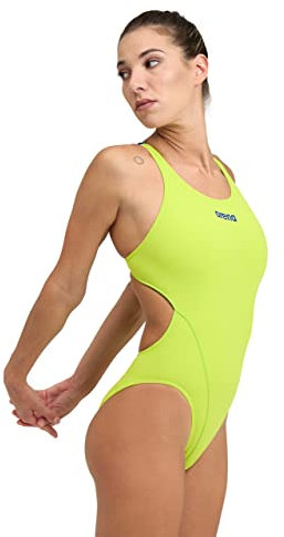 ARENA Damen Swim Tech MaxLife Einteiliger Team offenem Rücken Badeanzug, Weiches Grün/Neonblau, 20
