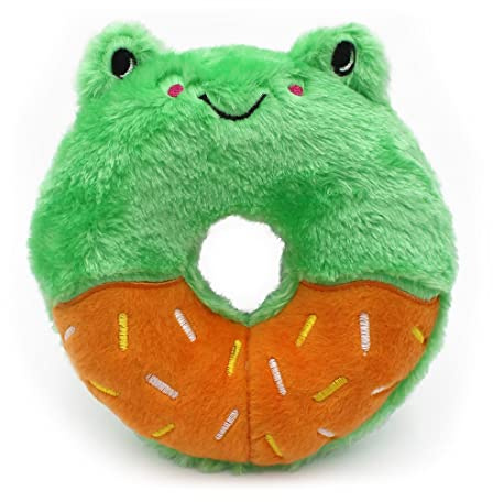 ZippyPaws - Donutz Buddies - Frog Pet Donut Toys for Dogs with Embroidered Sprinkles, Soft, No Stuffing, Durable Large Breed Dog & Puppy Toys with Squeaker