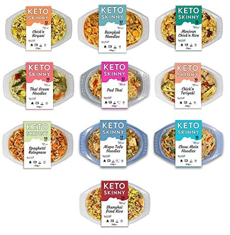 Keto Skinny Variety Pack Fresh Meal Mix (Pack of 10, 370g)- Made from Organic Konjac Flour & Fresh ingredients, Vegan, Free-From