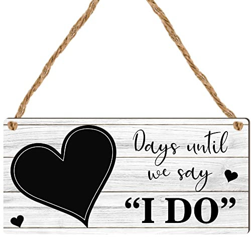 Countdown-Hochzeitsplakette mit rustikalem Kreidetafel-/Whiteboard-Herz-Design, Andenken an Countdown the Days Until I Do, Verlobungs- oder Brautgeschenk (Mdf-Holz, nur für den Innenbereich, ohne