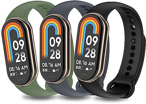 Xisair 3 Ersatzarmbänder Kompatibel mit Xiaomi Band 10/9/8 Armband Sport Silikonarmband Ersatzarmband für Miband 8/9 / 10