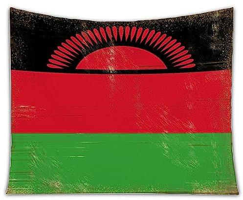 Yelolyio Vintage Malawi Nationalflagge Wanddekoration Wandteppich Malawi für Wandkunst Tapisserie Poster Heimdekorationen für Wohnzimmer Schlafzimmer Wohnheim Innendekoration 150 x 180 cm